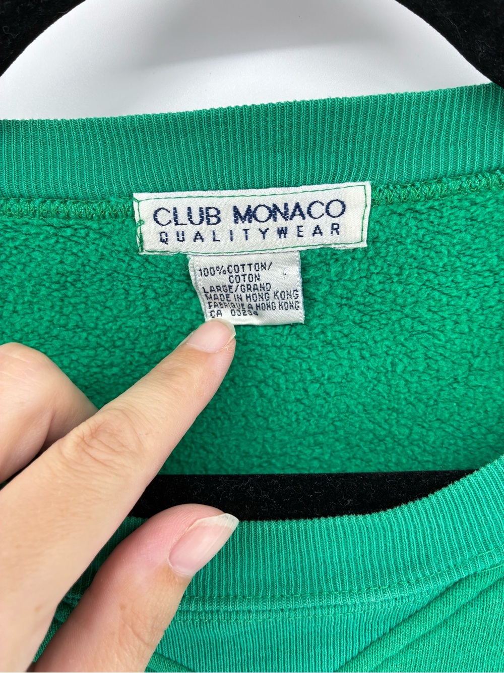 Vintage Club Monaco Men's Green Logo Sweatshirt Made in Hong Kong - Picture 4 of 7
